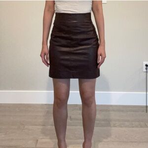 H&M leather vegan skirt dark brown for fall Thanksgiving sz 4